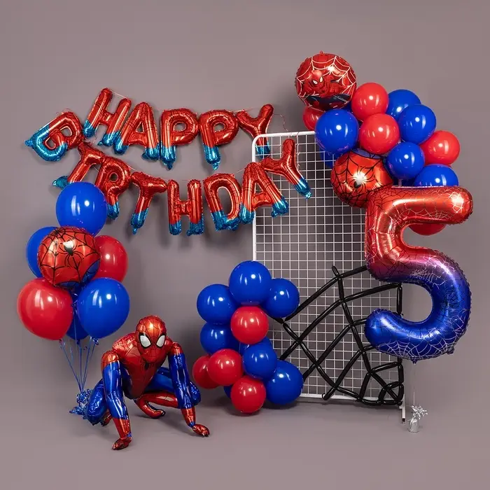 Воздушный шар фольгированный 18" круг "Героическая тема, красный/синий" в инд.уп.