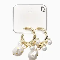 Серьги-кольца с жемчугом "Бусинки в крапинку", цвет белый в золоте Серьги-кольца с жемчугом "Бусинки в крапинку", цвет белый в золоте