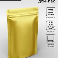 Пакет дой - пак, матовый, золотой, 14&times;20&times;4 см