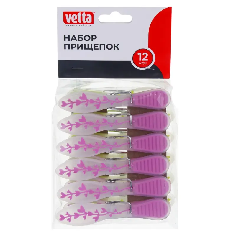 Набор прищепок тм VETTA Цветы, пластик, 2 цвета, 12шт