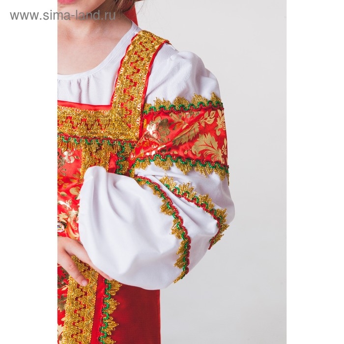 Русский народный костюм  Русский народный костюм "Любавушка", платье-сарафан, кокошник, р-р 30, рост 110-116 см, цвет красный