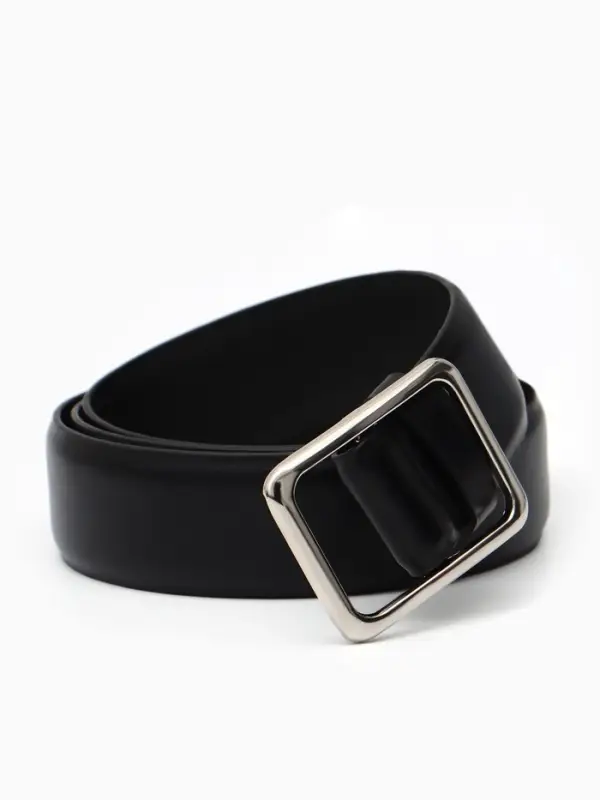 Ремень женский, 3.5&times;110 см, пряжка матовая, затяжка, чёрный
