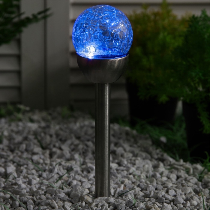Садовый светильник на солнечной батарее «Стеклянный шар», 6×36.5×6 см, 1 LED, свечение мульти (RGB) Садовый светильник на солнечной батарее «Стеклянный шар», 6×36.5×6 см, 1 LED, свечение мульти (RGB)