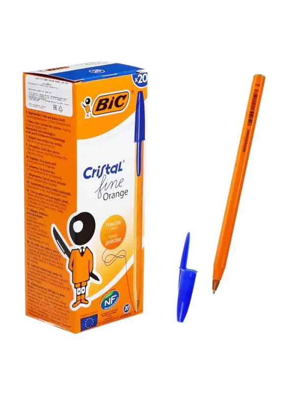 Ручка шариковая, BIC. Orange, синий стержень, узел 0.8 мм, оранжевый корпус