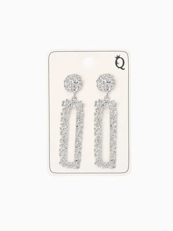 Серьги металл &laquo;Карибы&raquo;, длинный прямоугольник, цвет серебро