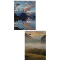 Блокнот А5,80л,клетка,метал.гребень,цв.обложка Природа,в ассорт