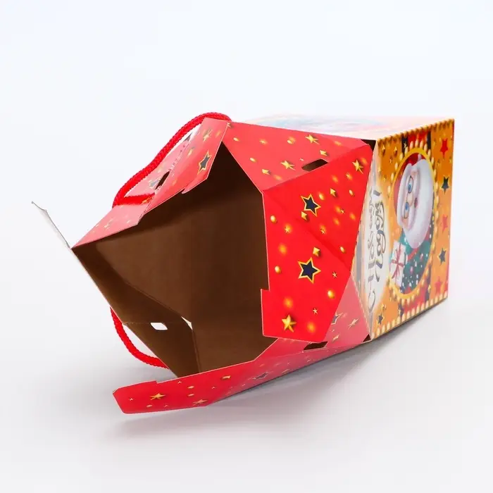 Коробка новогодняя подарочная складная «Приветики» 10.5×10.5×21.5 см