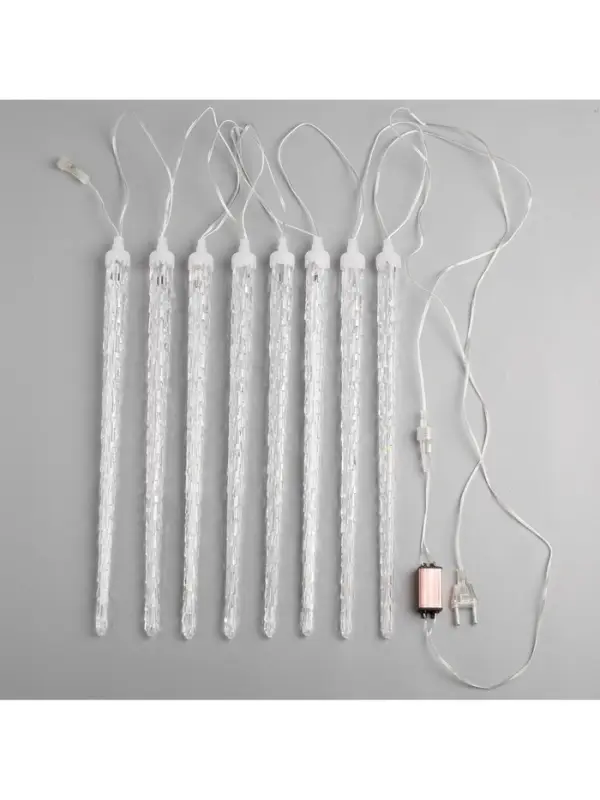 Гирлянда &laquo;Сосульки рифленые&raquo; 2.5&times;0.42 м, IP65, прозрачная нить, 288 LED, свечение белое с эффектом стекания, 12 В