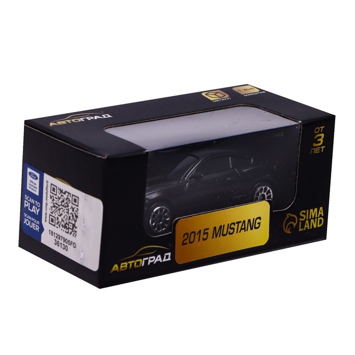 Машина металлическая FORD MUSTANG, 1:64, цвет чёрный матовый Машина металлическая FORD MUSTANG, 1:64, цвет чёрный матовый
