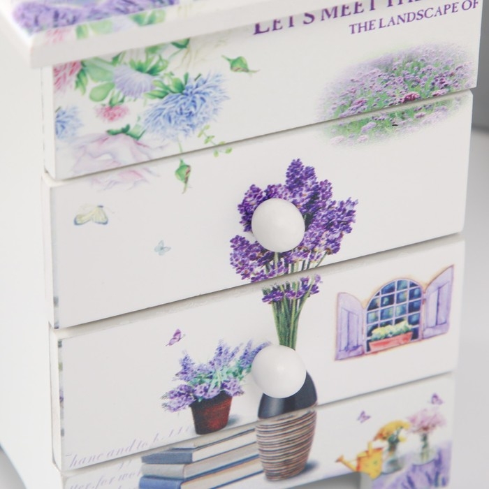 Шкатулка дерево 3 ящика  Шкатулка дерево 3 ящика "Ваза с лавандой" 6,5х9х12 см