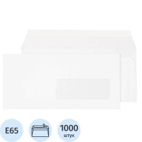 Конверт в упаковке ECOPOST Е65 стрип пр.окно110х220 80г 1000шт/уп./1836
