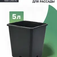 Горшок для рассады, 5 л, 18.5&times;18.5&times;20 см, пластик, чёрный, Greengo