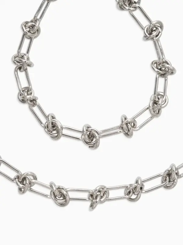 Набор 2 предмета: цепь, браслет &laquo;Узел&raquo;, 20, 40 см, медь, цвет серебро