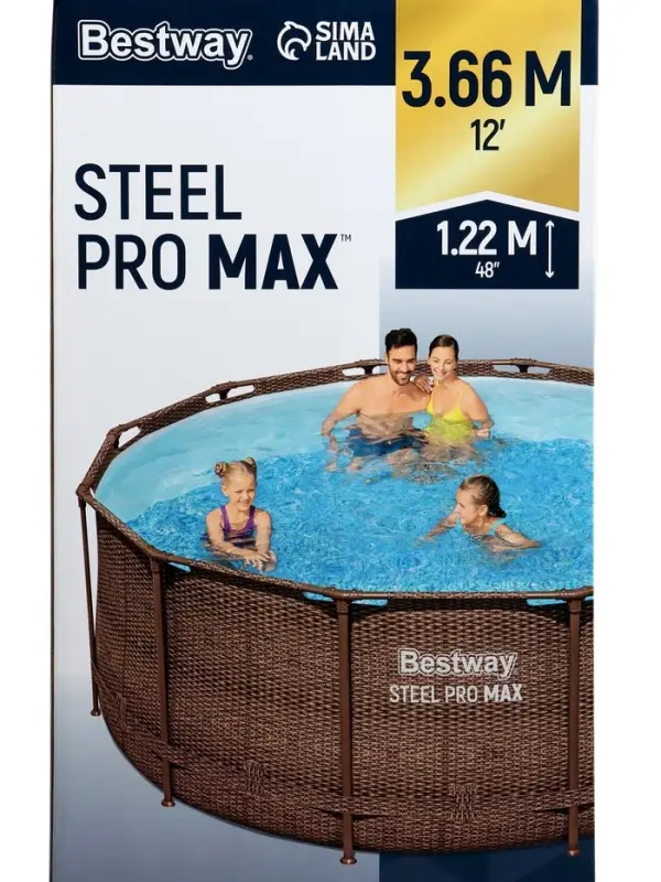Бассейн каркасный Steel Pro, 366&times;122 см, круглый, цвет ротанг, 561JH Bestway