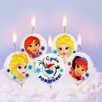 Свеча для торта "С Днем Рождения!", 5 штук, Холодное сердце