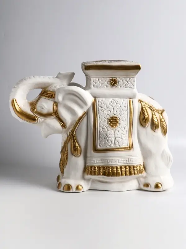 Фигура - подставка для мелочей &laquo;Слон&raquo;, столик, гипс, бело-золотой, 21&times;54&times;43 см