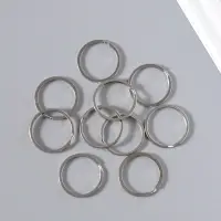 Кольцо для брелока, плоское, d=25 мм, толщина 2 мм, 10 шт., цвет серебряный