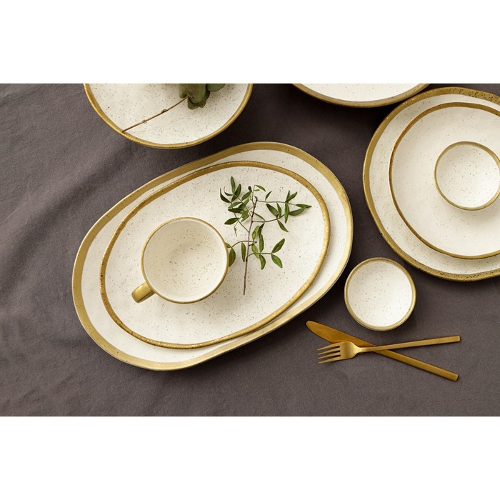 Блюдо фарфоровое сервировочное Magistro Poursephona, 30,7×21,5 см, цвет бежевый