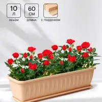 Ящик для цветов балконный &laquo;Алиция&raquo;, 60 см, с поддоном, цвет белая глина