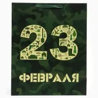 Пакет подарочный ламинированный вертикальный &laquo;23 февраля&raquo;, XL 40&times;49&times;19 см