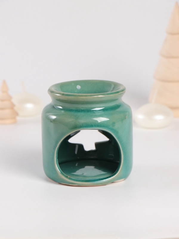 Набор: аромалампа для эфирных масел, мелтсы из воска ароматические «Ёлочка», зелёная, 7.5×7.5×8 см Набор: аромалампа для эфирных масел, мелтсы из воска ароматические «Ёлочка», зелёная, 7.5×7.5×8 см