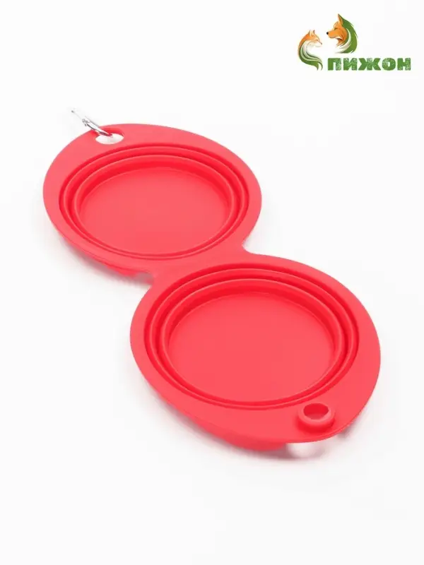 Миска силиконовая двойная, складная, красная