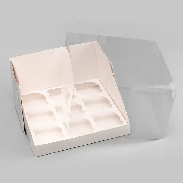 Коробка для 9 капкейков белая 23.5&times;23&times;14 см