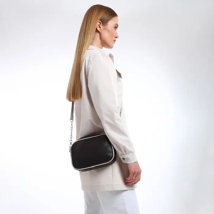 Сумка женская кросс-боди TEXTURA на молнии, 27&times;6&times;19 см, тёмно-коричневая