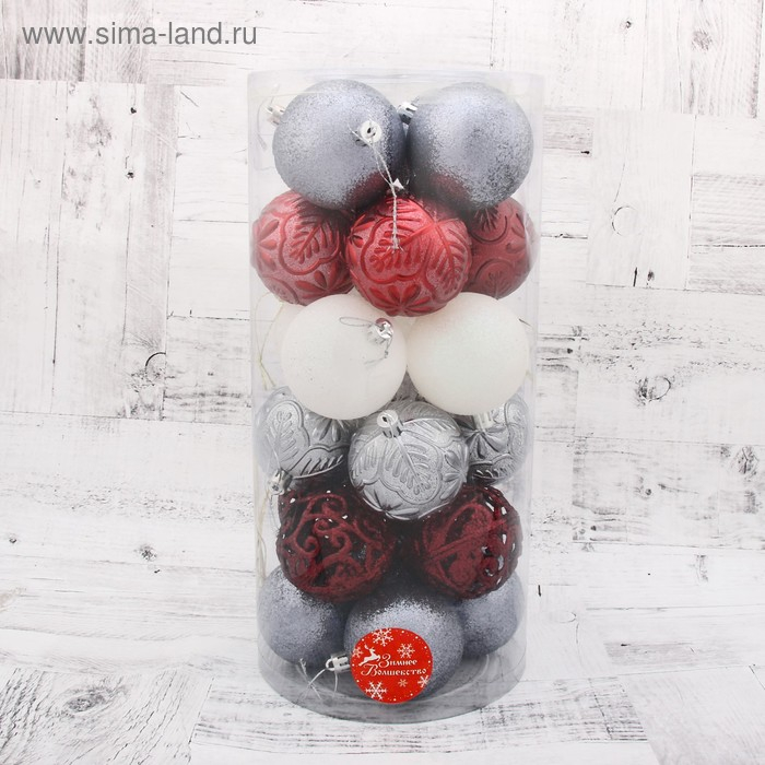 Набор шаров пластик d-7 см, 24 шт Набор шаров пластик d-7 см, 24 шт "Сильва" микс