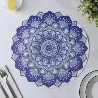 Салфетки сервировочные на стол Доляна &laquo;Силия&raquo;, d=38 см, 4 шт., синие