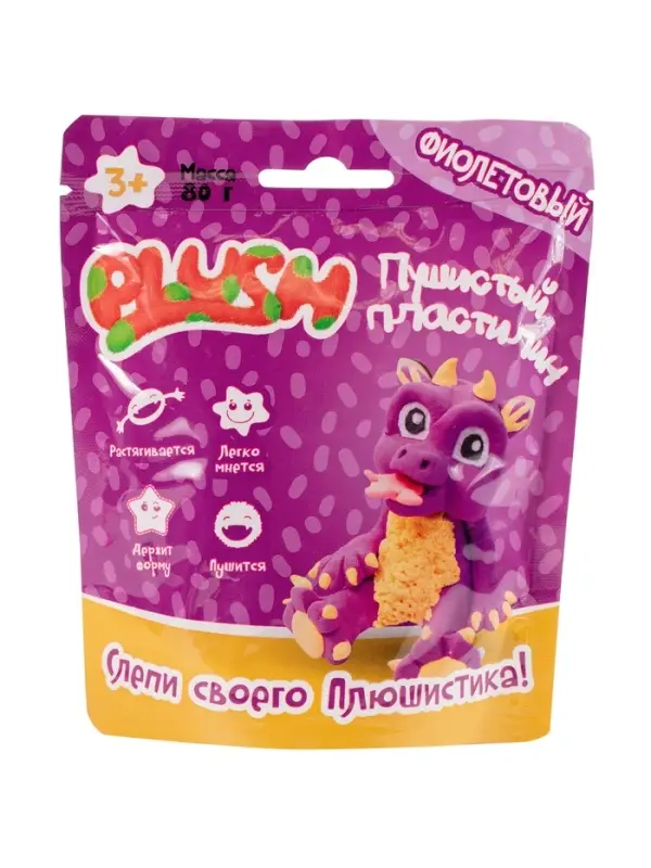 Пушистый пластилин "PLUSH", в ассортимете, 80г.