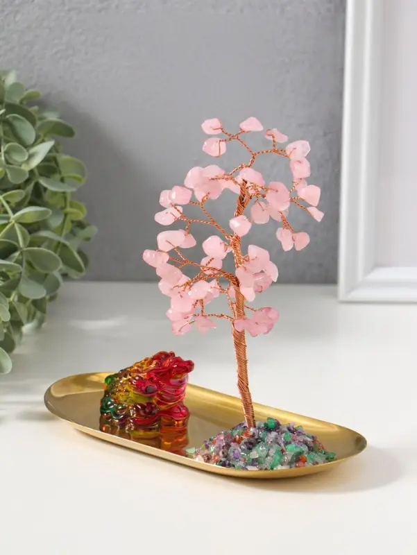 Сувенир "Денежная жаба и дерево" 60 камней 8,5х17,8х11,5 см