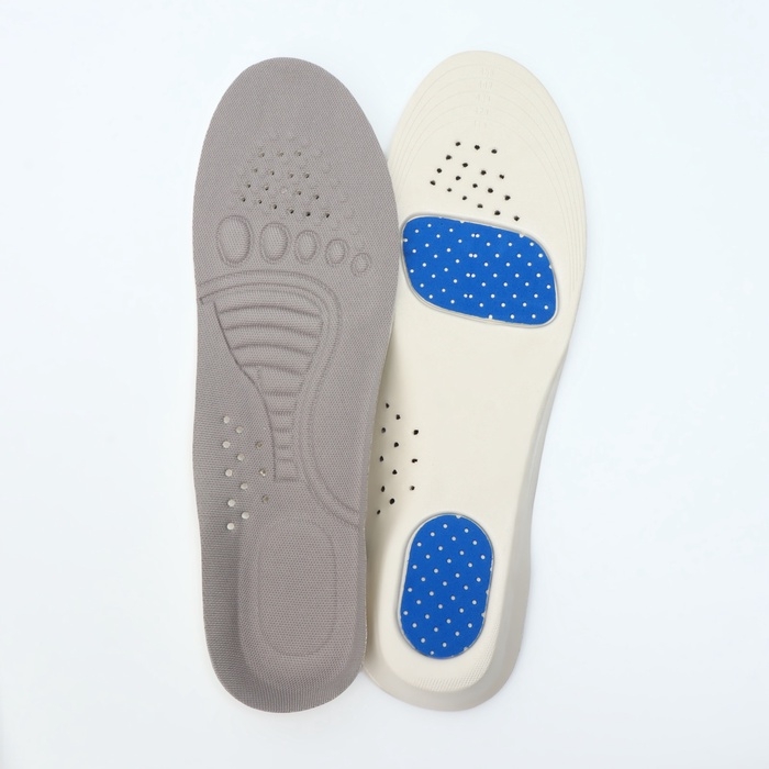 Стельки для обуви, спортивные, универсальные, амортизирующие, дышащие, р-р RU до 46 (р-р Пр-ля до 46), 29 см, пара, цвет серый Стельки для обуви, спортивные, универсальные, амортизирующие, дышащие, р-р RU до 46 (р-р Пр-ля до 46), 29 см, пара, цвет серый