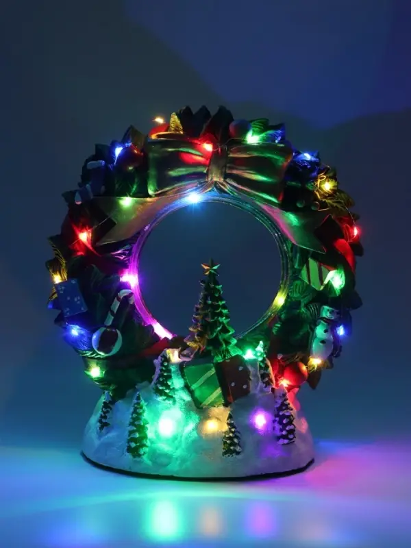 Фигура светодиодная &laquo;Праздничный венок&raquo; 13&times;12&times;15 см, муз, USB, AAx3 (не в комплекте), МУЛЬТИ