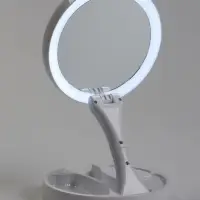 Зеркало настольное с подсветкой KZ-09, 30&times;16&times;16 см, увеличение х 10, USB, белое