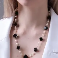 Бусы с жемчугом &laquo;Галантность&raquo;, 90-110 см, чёрно-белые в золоте