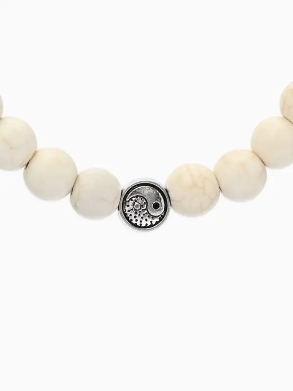 Браслет из бусин &laquo;Чакры. Планеты и Инь-ян&raquo;, d=7 см, разноцветный, белый с чернёным серебром