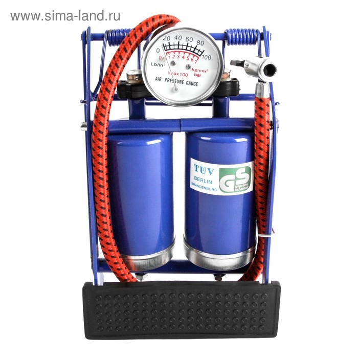 Насос ножной Cartage с манометром, 2 цилиндра Насос ножной Cartage с манометром, 2 цилиндра