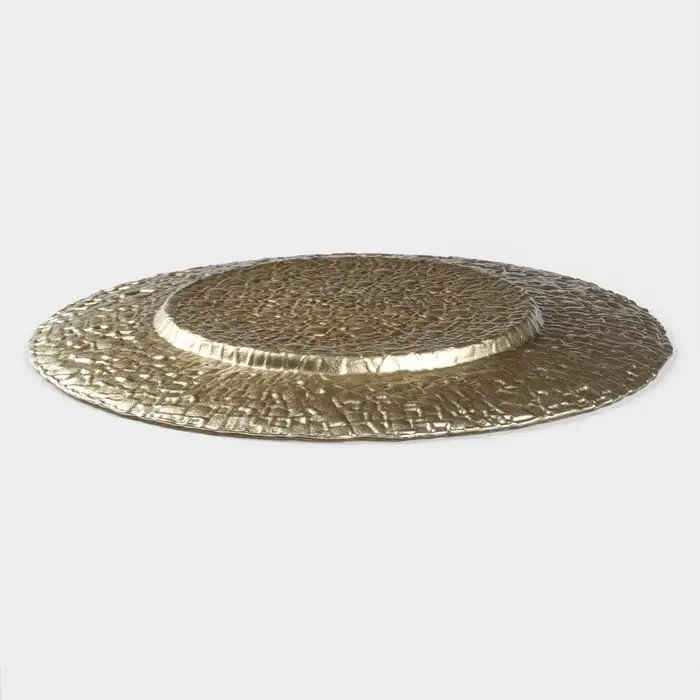 Тарелка подстановочная Magistro &laquo;Кринкл&raquo;, d=33 см, стекло, золотистая