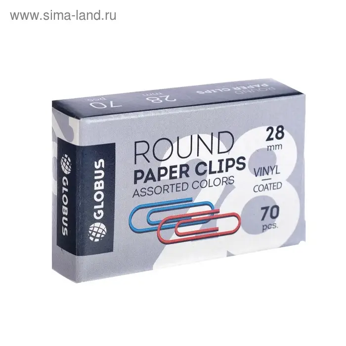 Скрепки канцелярские GLOBUS, 28 мм, 70 шт., цветные, МИКС Скрепки канцелярские GLOBUS, 28 мм, 70 шт., цветные, МИКС