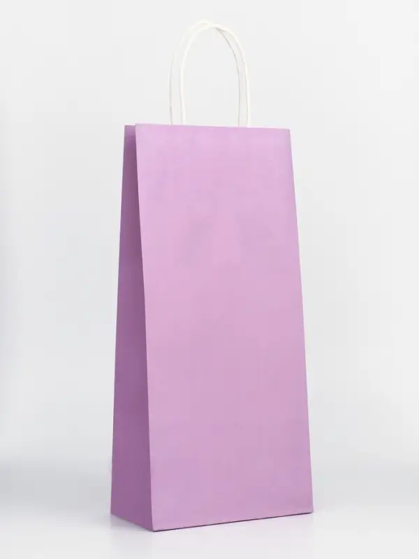Пакет крафт под бутылку, Сиреневый, 14×8×32 см
