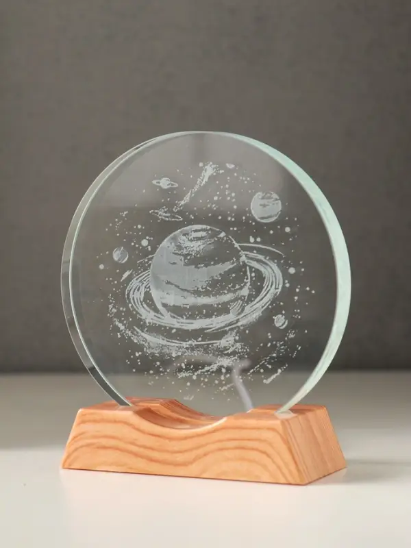 Сувенир стекло свет Сувенир стекло свет "Диск. Сатурн" 5хLED d=10 см, USB 10х4х11,4 см