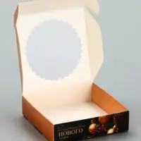 Коробка подарочная новогодняя, складная, с окном &laquo;Новогодний аромат&raquo; 11.5&times;11.5&times;3 см