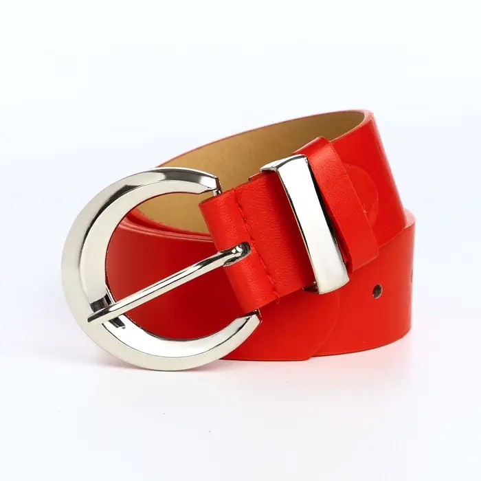 Ремень женский с винтом, 110&times;3.3 см, пряжка металл, серебристая, красный