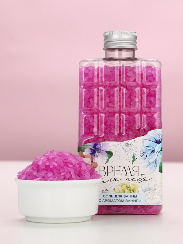 Соль для ванны во флаконе шоколад «Время для себя», аромат ванили, 360 г, ЧИСТОЕ СЧАСТЬЕ