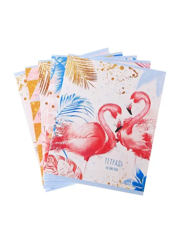 Тетрадь 48 листов в клетку, Calligrata &laquo;Фламинго&raquo;, МИКС