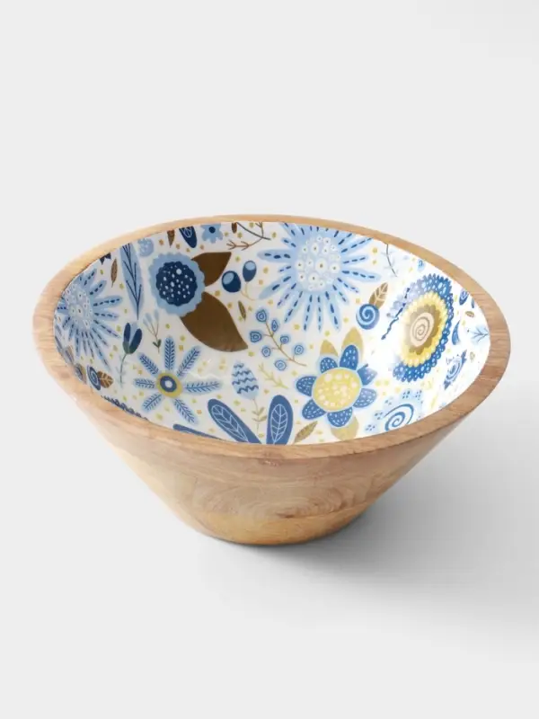 Салатник &laquo;Васильки&raquo;, 25&times;25&times;10 см, дерево манго