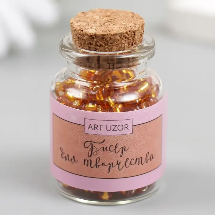 Бисер круглый 6/0 в бутылочке  Бисер круглый 6/0 в бутылочке "Бронзово-коричневый" прозрачно-цветной 20 гр