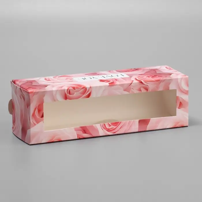 Коробка для макарун, кондитерская упаковка «Love you», розовые розы, 18 х 5.5 х 5.5 см Коробка для макарун, кондитерская упаковка «Love you», розовые розы, 18 х 5.5 х 5.5 см