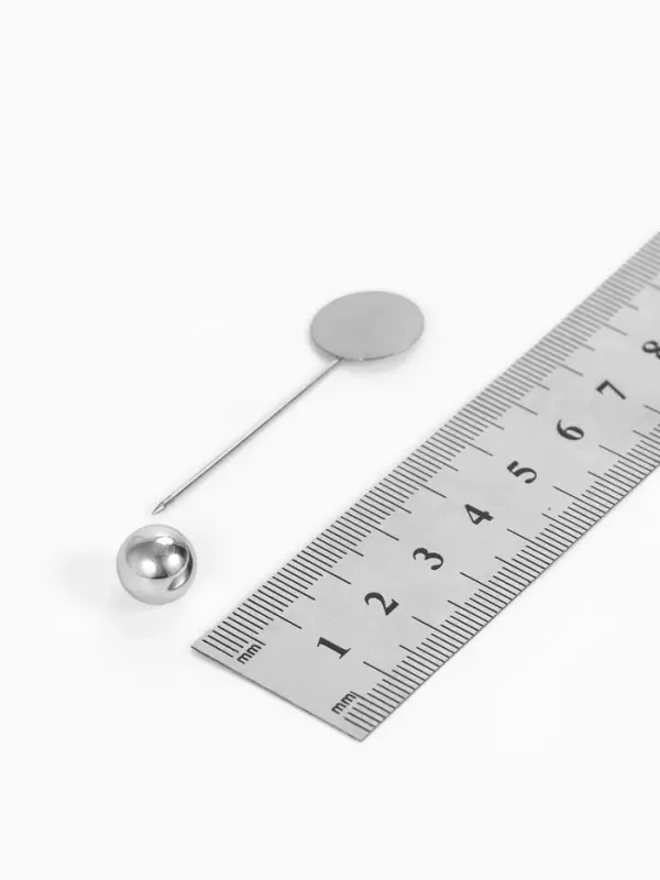 Основа для булавки с шариком d=1 см (набор 5 шт.), L=5 см, площадка 1.5 см, цвет серебро